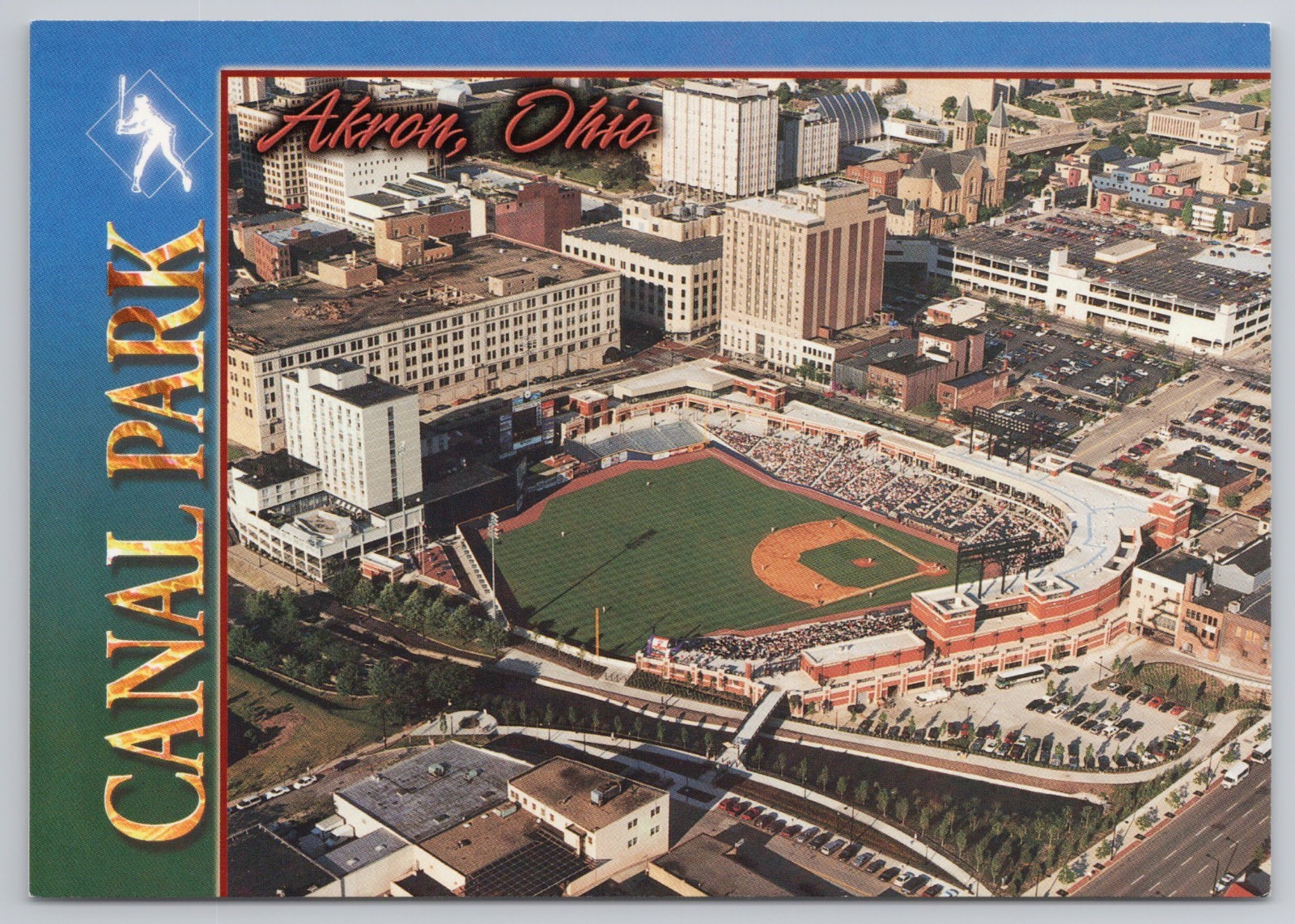Vintage Canal Park Continental Postcard Akron Ohio Baseball Stadium
