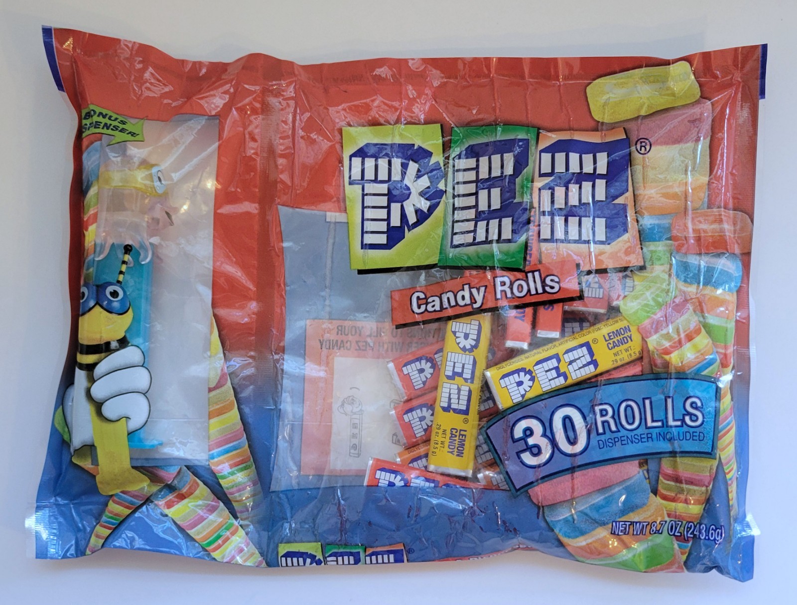PEZ 30 Candy Roll Bag with Crystal Octopus Crazy Animals Dispenser - Unopened