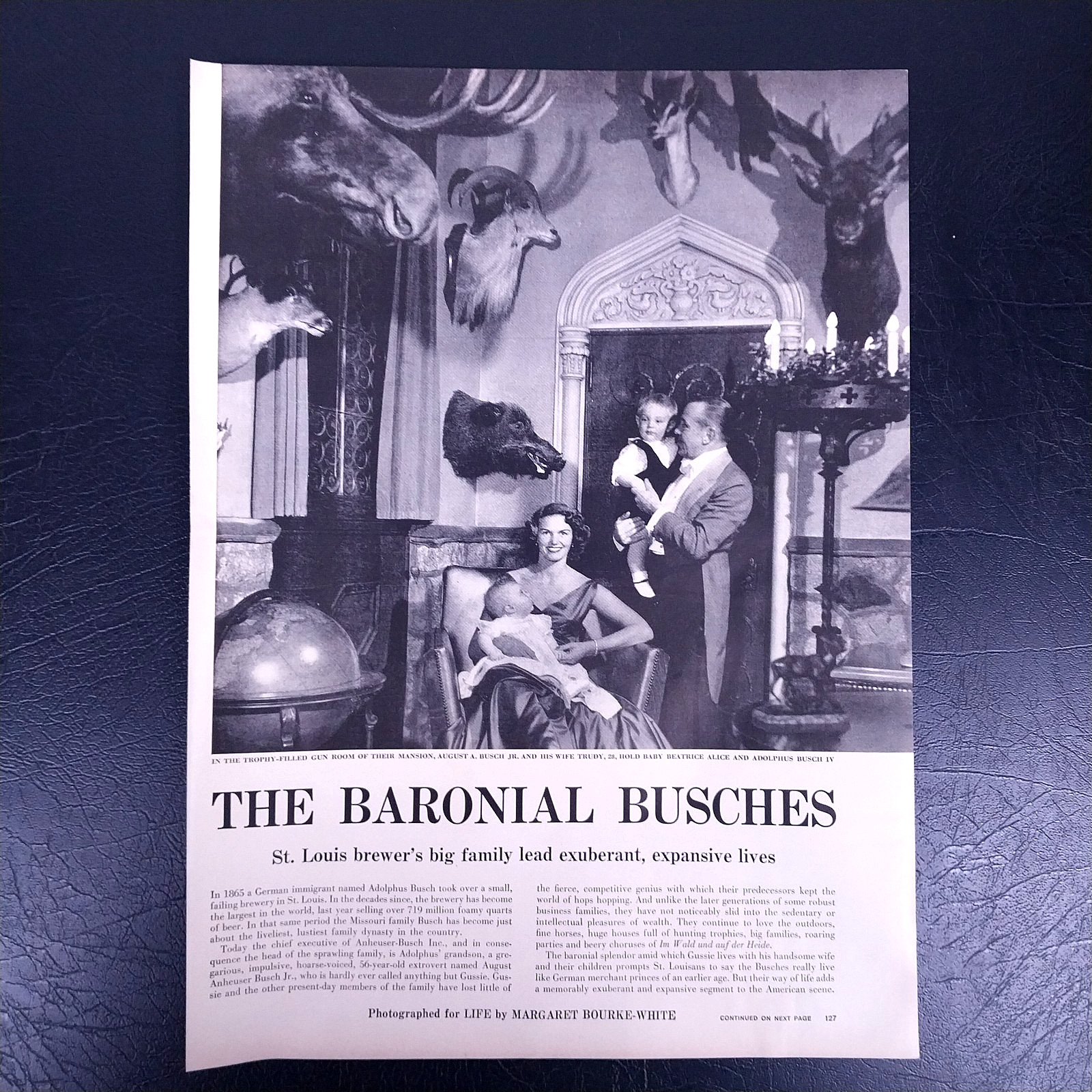 1955 Anheuser Busch Jr and Trudy Busch Family Photo 1950s Original Magazine Page