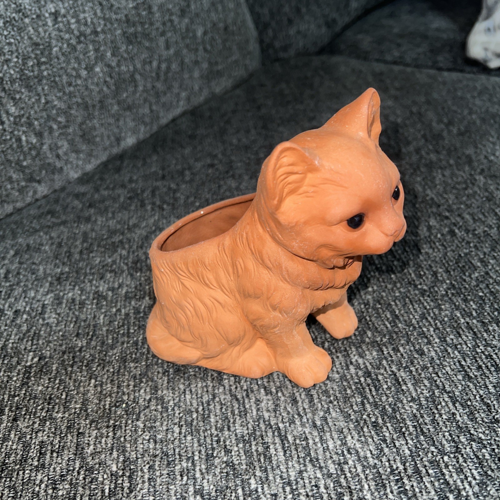 Brown Cat Flower Vase Planter Pottery California Takahashi Made in Japan (D3)