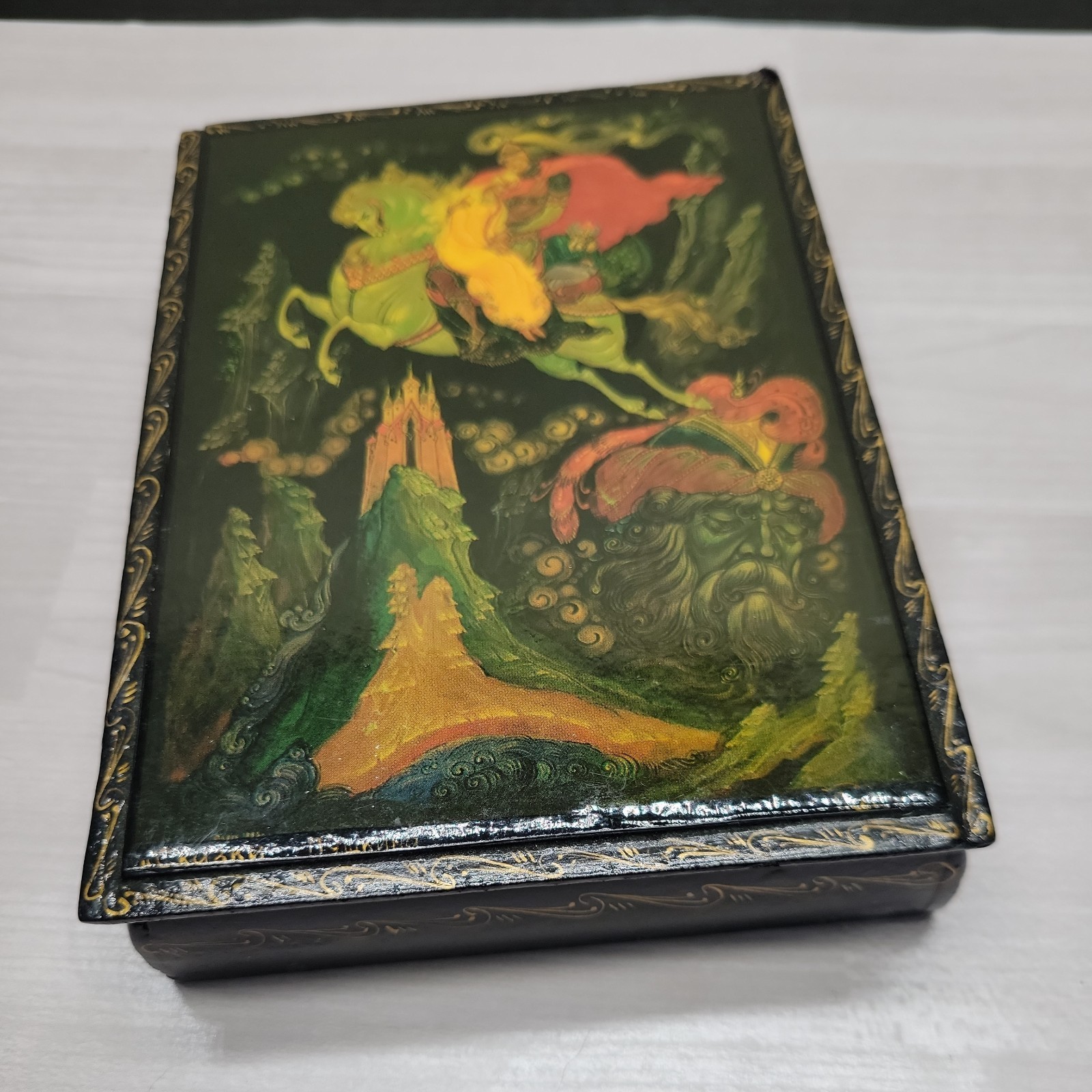 Vintage Russian Lacquer Box Palekh Jewelry Trinket Box Angel 1988 Year 5x4\