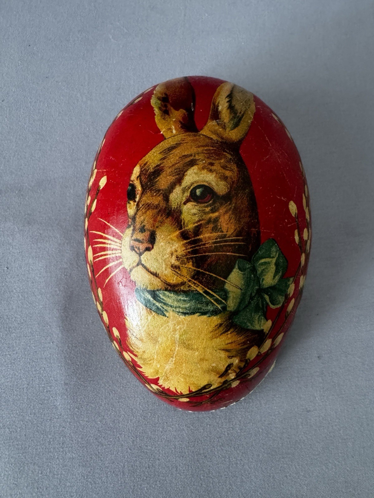 Vintage Paper Mache Easter Egg Candy Holder West Germany Half