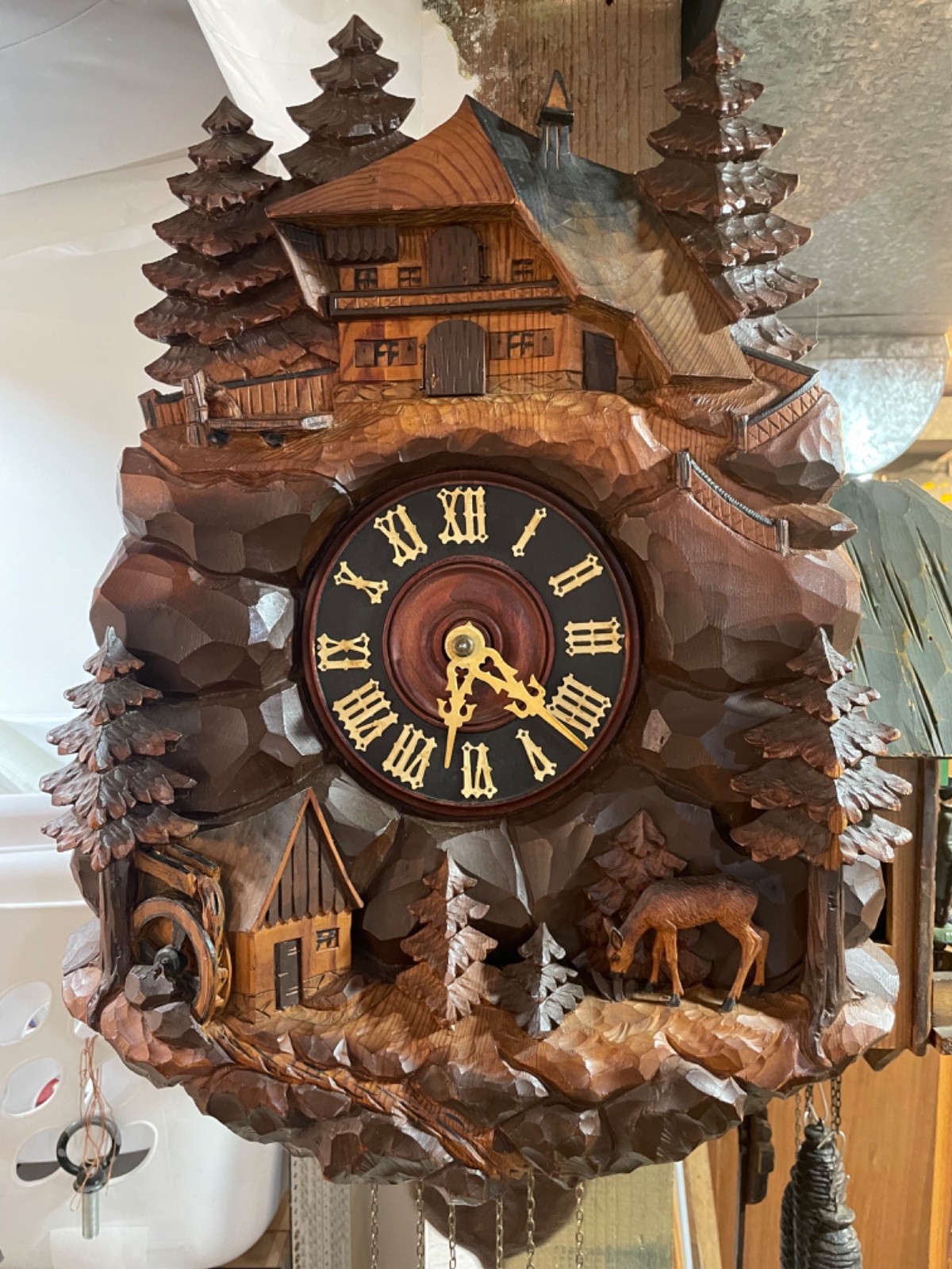 Vintage Chalet Musical 1 Day Cuckoo Clock Working