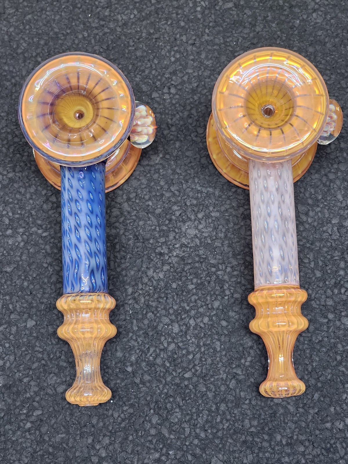 🔥 2 Stunning Custom-Made Hammer Glass Bubblers– Color-Changing Marble Opal 