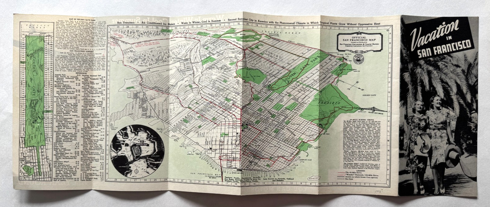 Vintage ca 1940 Official San Francisco Convention & Tourist Bureau Map Brochure