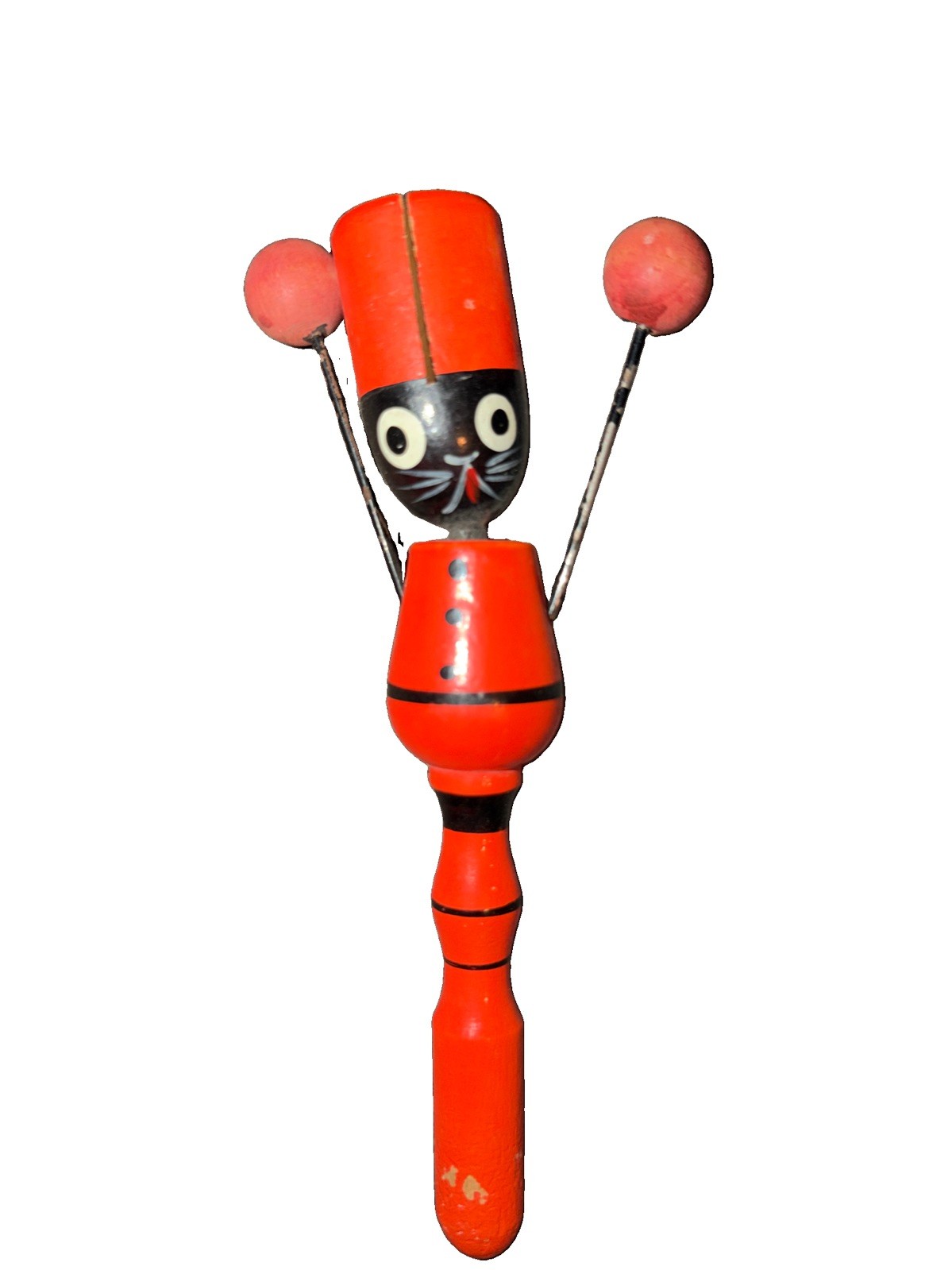 Vintage RARE Japanese Wood Halloween Black Cat Noise Maker Kazoo 1950s Clacker