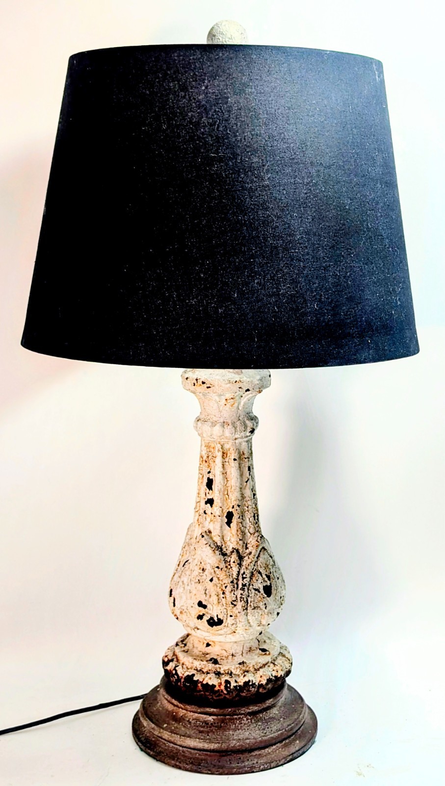 Antique Architectural Salvage Cast Iron Table Lamp Heavily Distressed Wabi Sabi