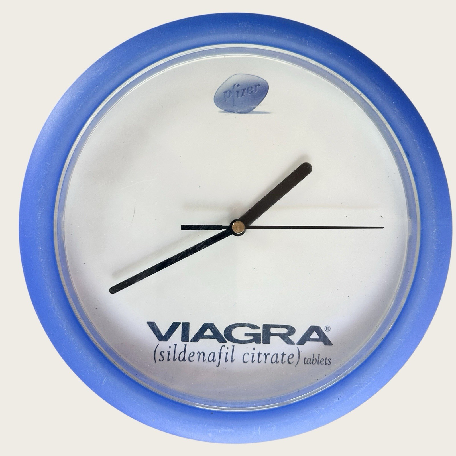 Vintage 1999 VIAGRA Wall Clock Pfizer Promo Advertising 10” Blue Tested WORKS