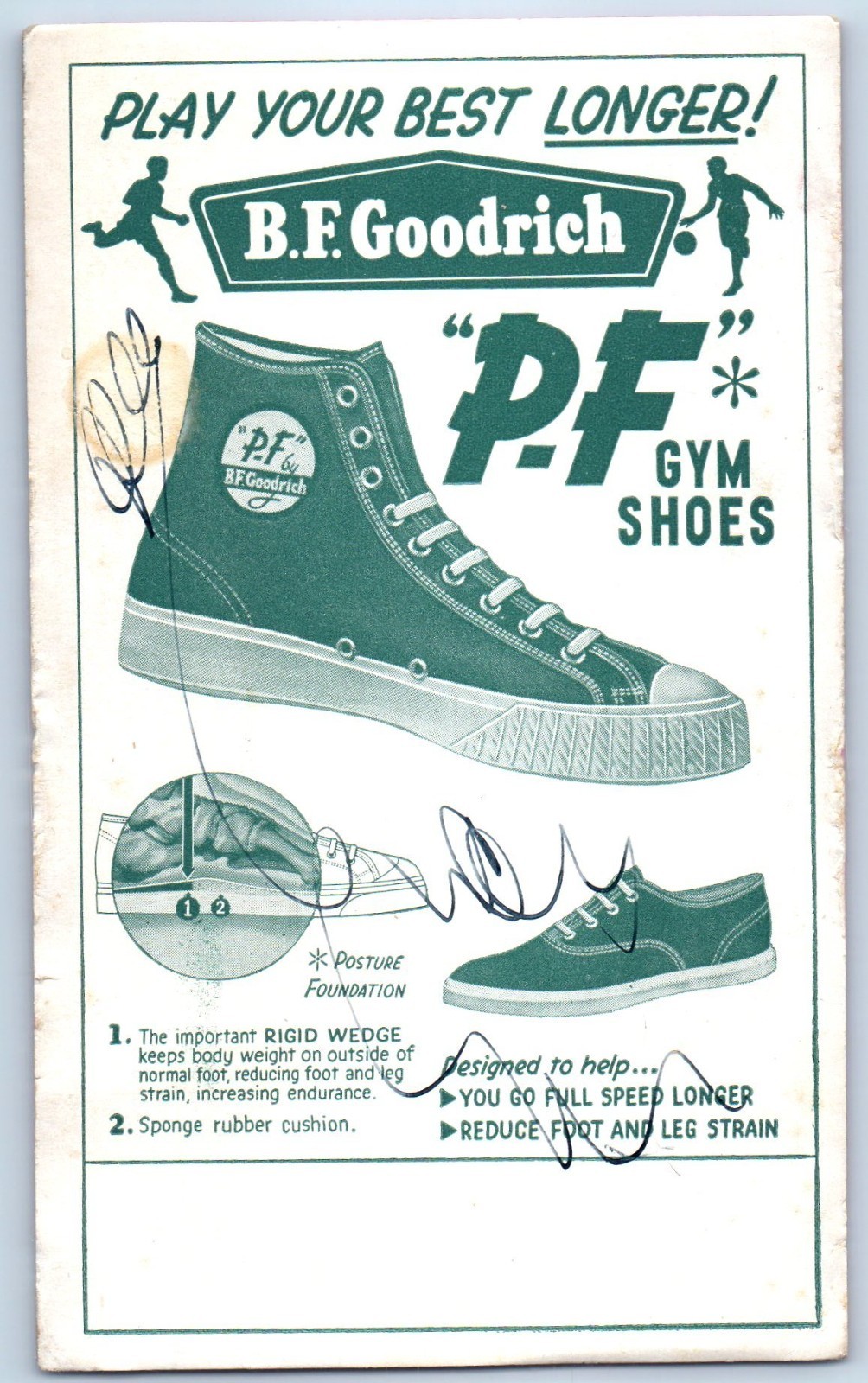 c1905 B F Goodrich PF Gym Shoes Sneaker Advertising Inkblotter Antique Postcard