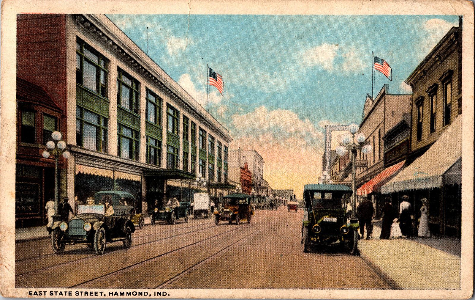 Vintage Postcard Indiana East State St Hammond 1918 Antique