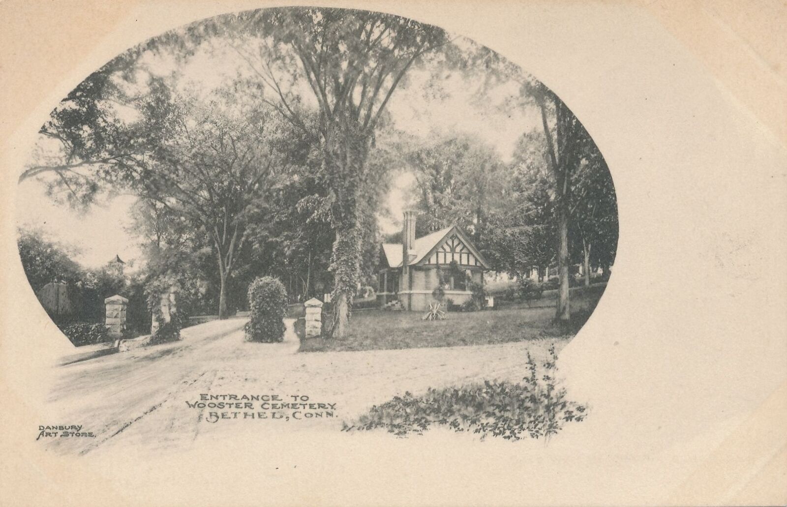 DANBURY CT - Wooster Cemetery Entrance Postcard - udb (pre 1908)