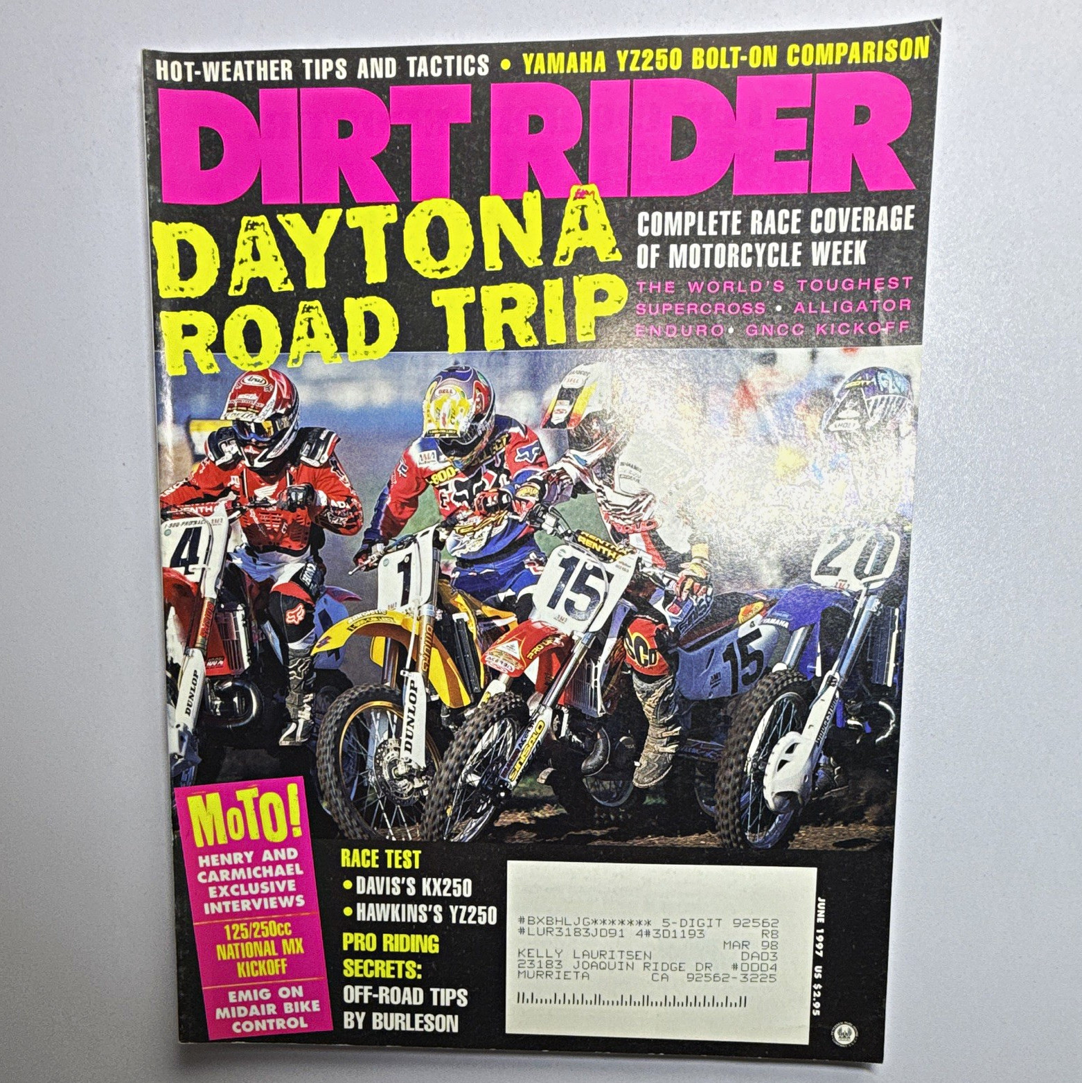 Dirt Rider Magazine Daytona Motocross Issue - June 1997 Jeremy McGrath Suzuki