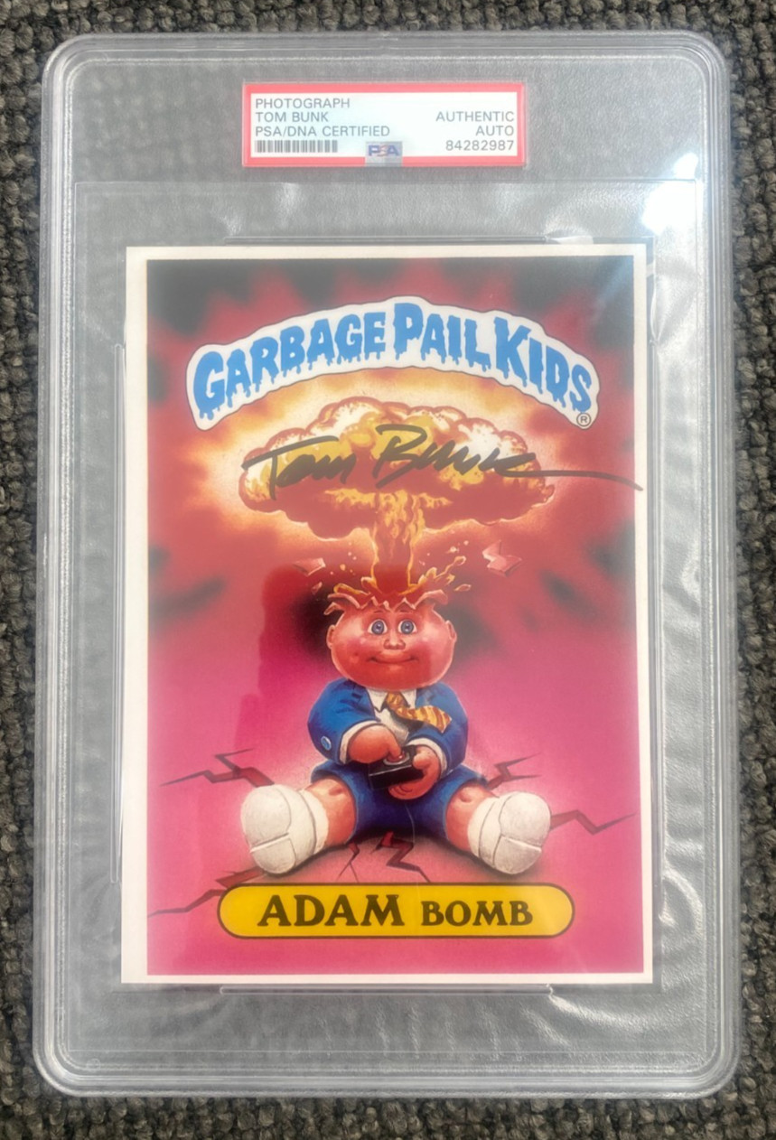 Rare Adam Bomb PSA Tom Bunk Authentic Auto GPK Garbage Pail Kids Photograph