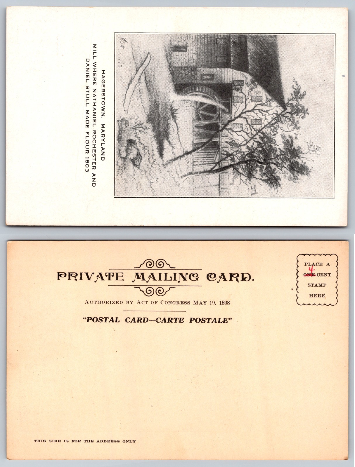 Private Mailing Card Mill Illustration Postcard