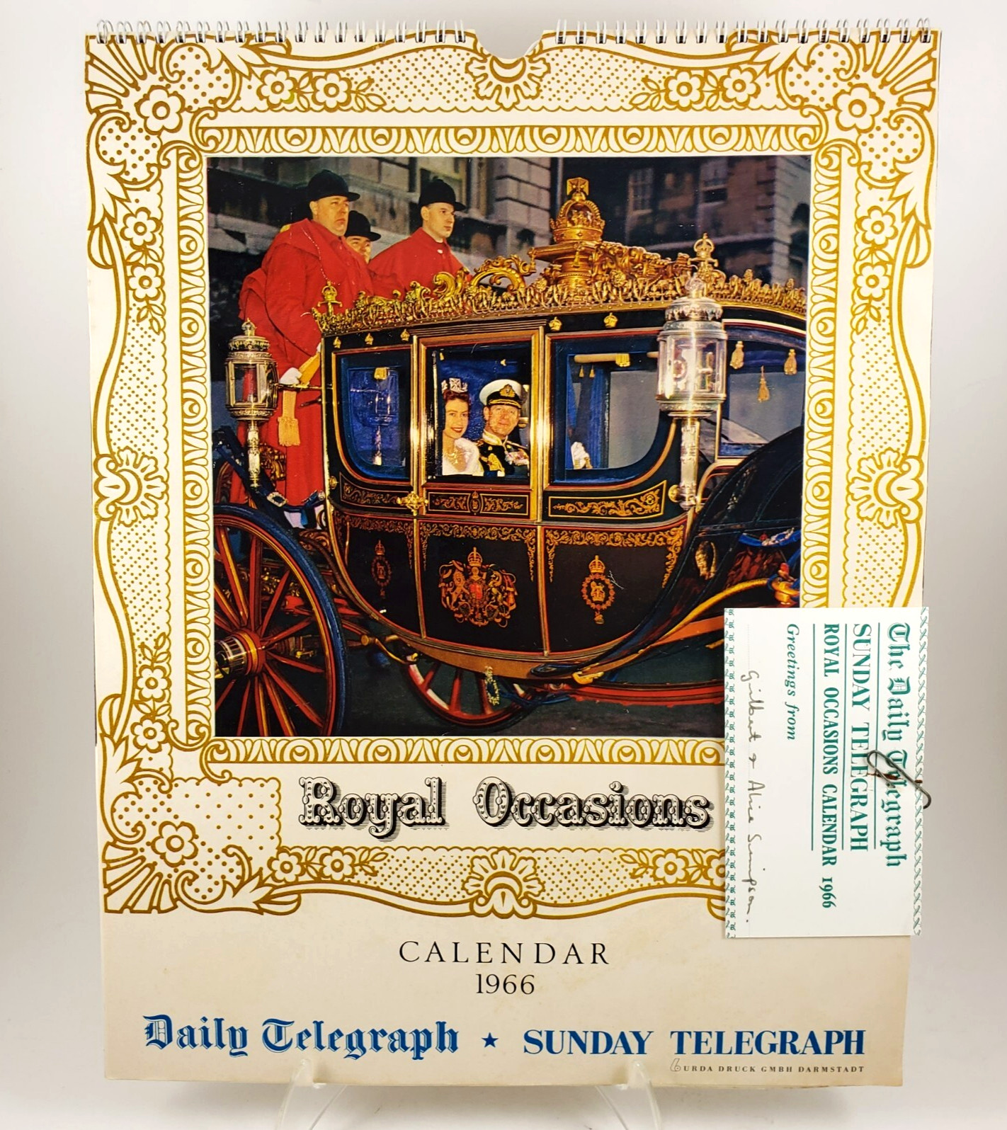 Vintage Large 1966 Royal Occasions Calendar Daily/Sunday Telegraph Nice Cond