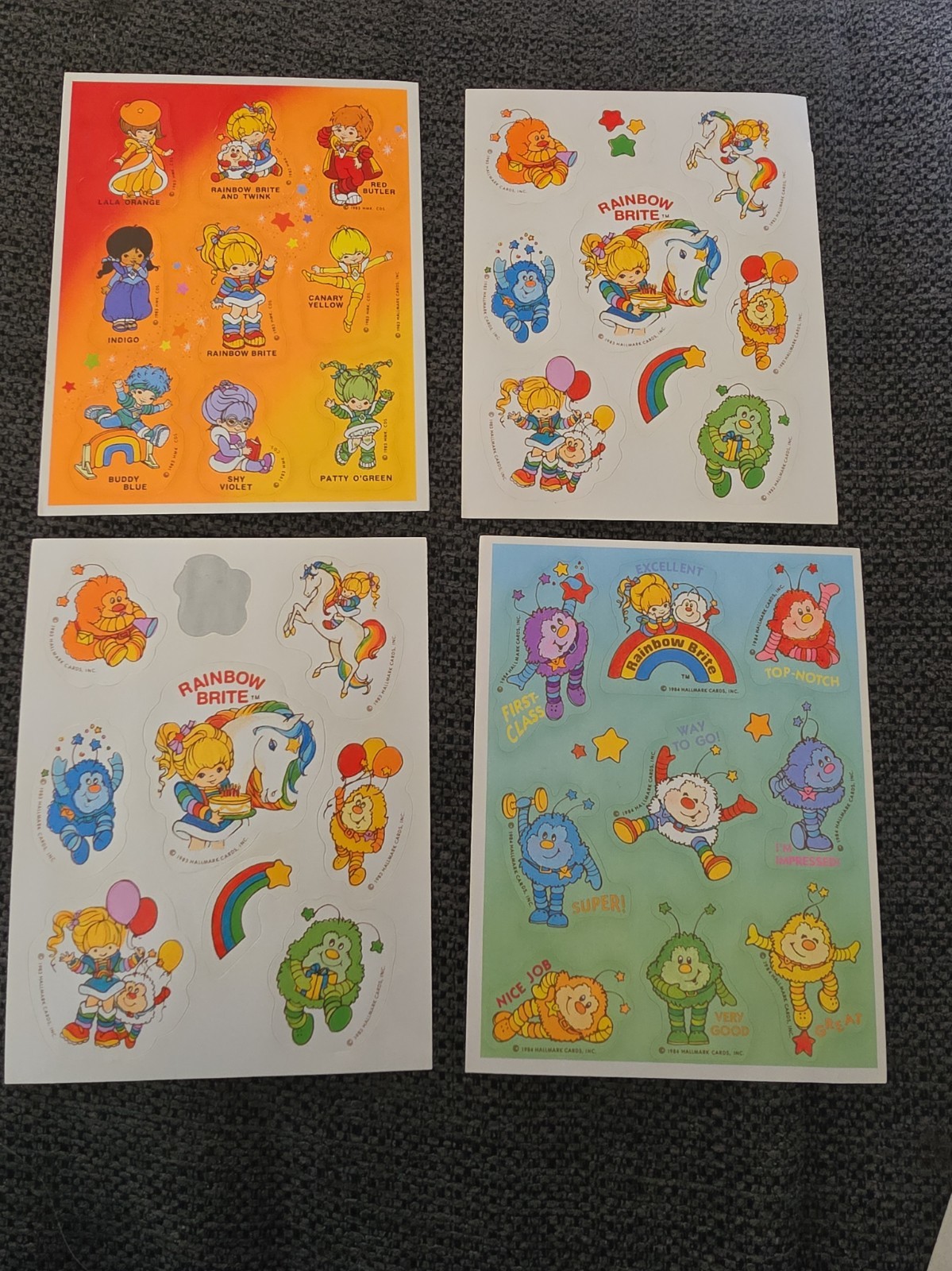 Vintage 1983 & 1985 Hallmark Rainbow Brite Sticker Sheets - Rare