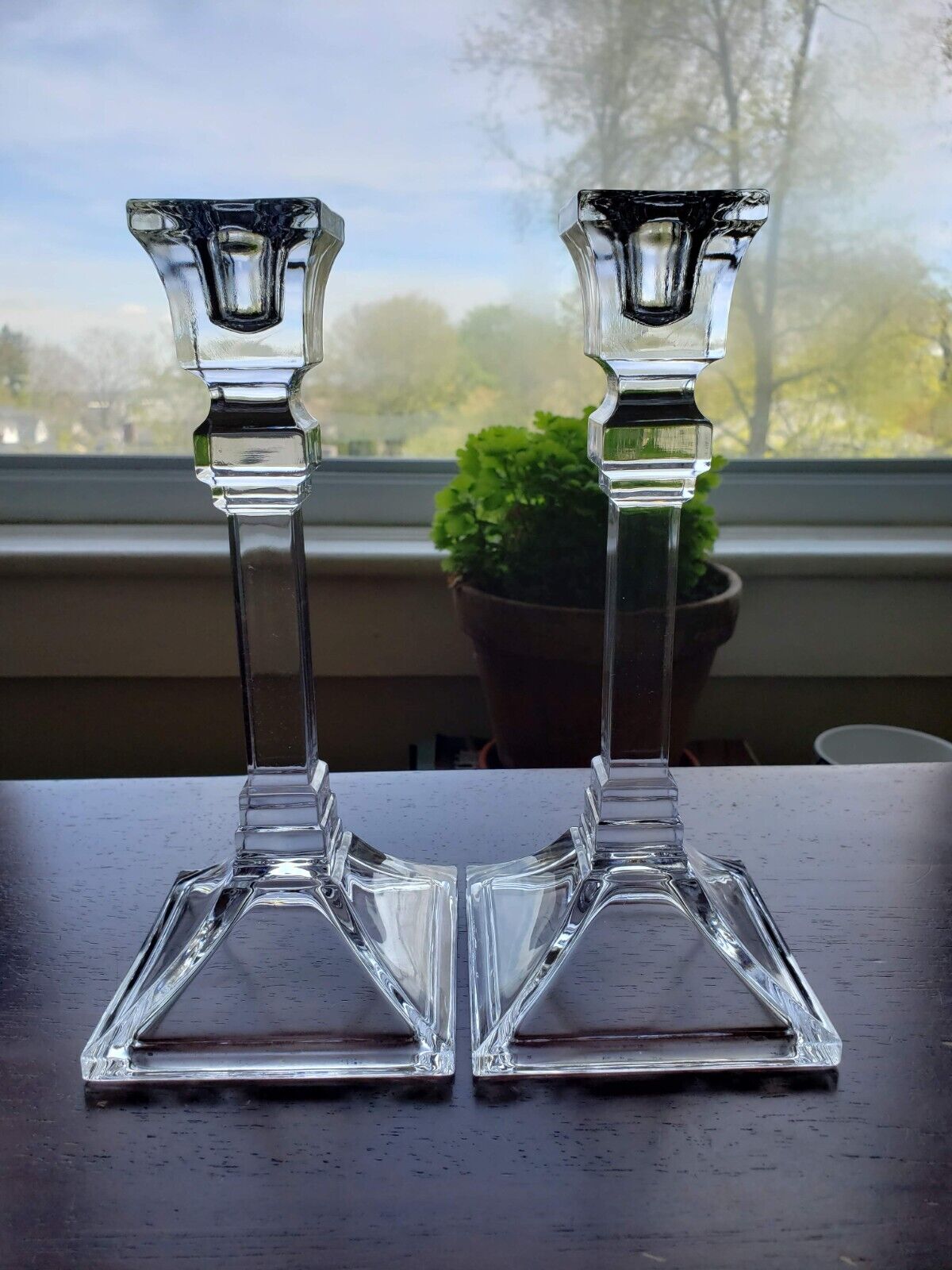 Crystal Taper Candle Holders - Set of two, unsigned