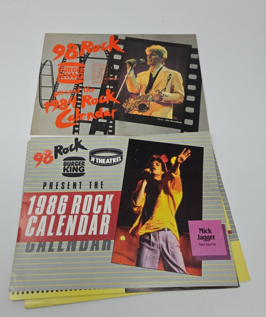 98 Rock 1984, 1986 Rock Calendar Lot Of 2 98 Rock 1984, 1986 Rock Calendar Lot Of 2
