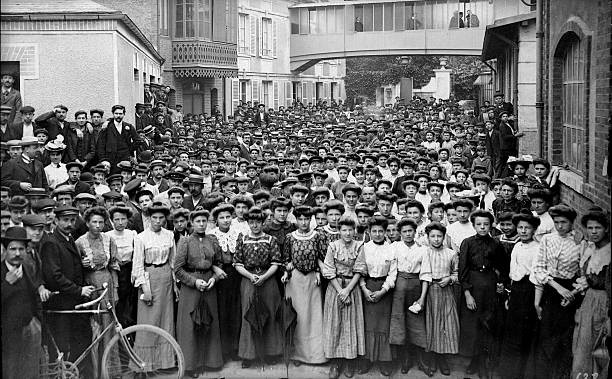 Old Photo France Crete Printing Company Staff In Corbeil Essonnes Around 1900