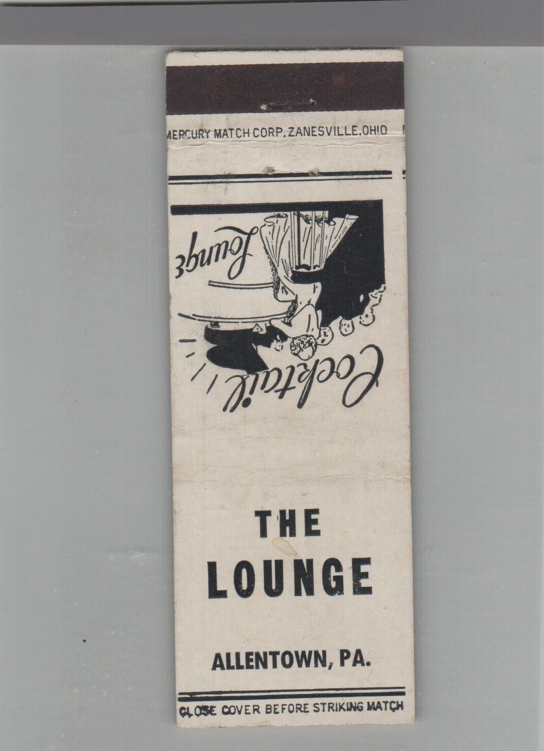 Matchbook Cover Music Related The Lounge Allentown, PA