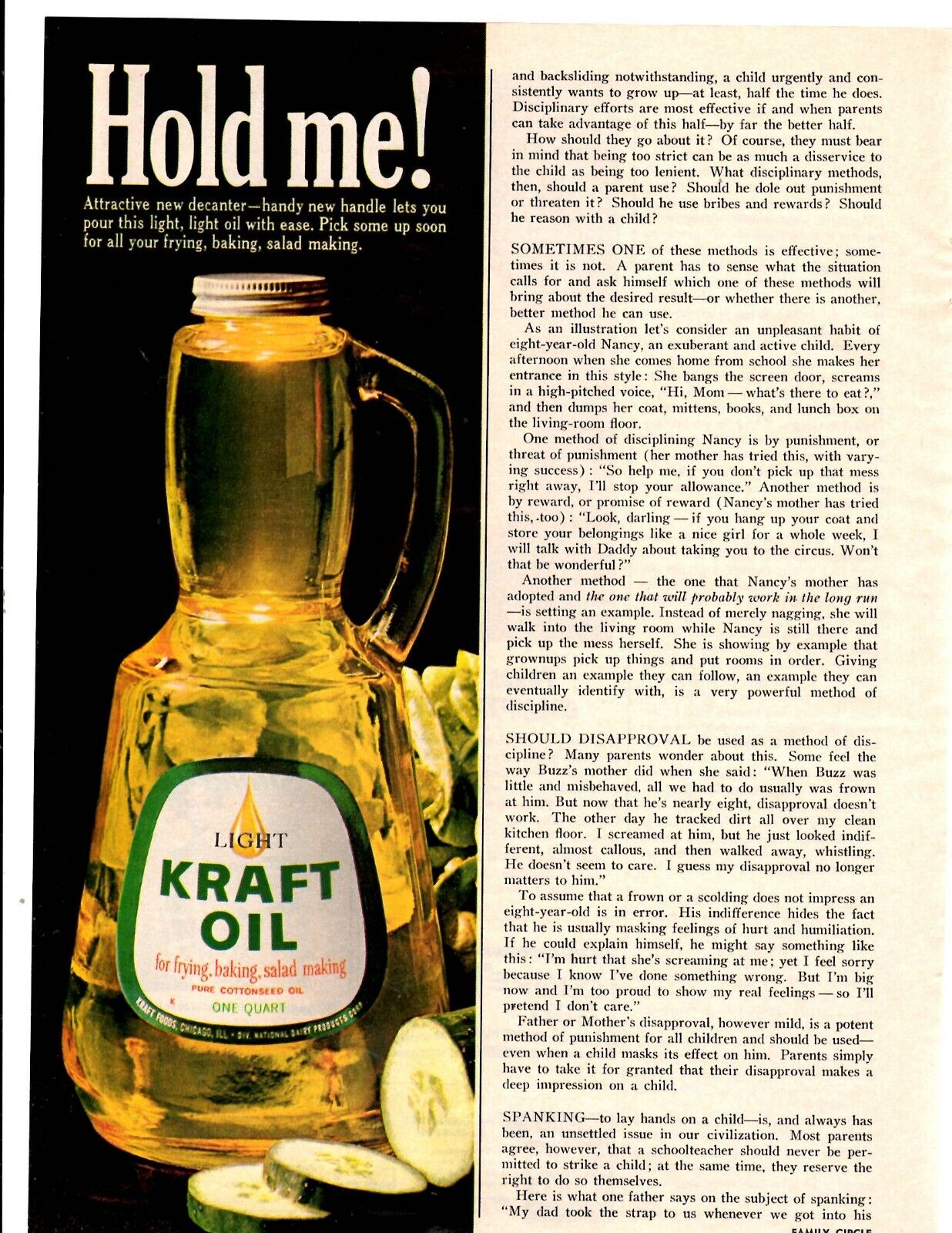 1967 Print Ad Kraft Light Oil Hold Me Attractive new decanter handy handle