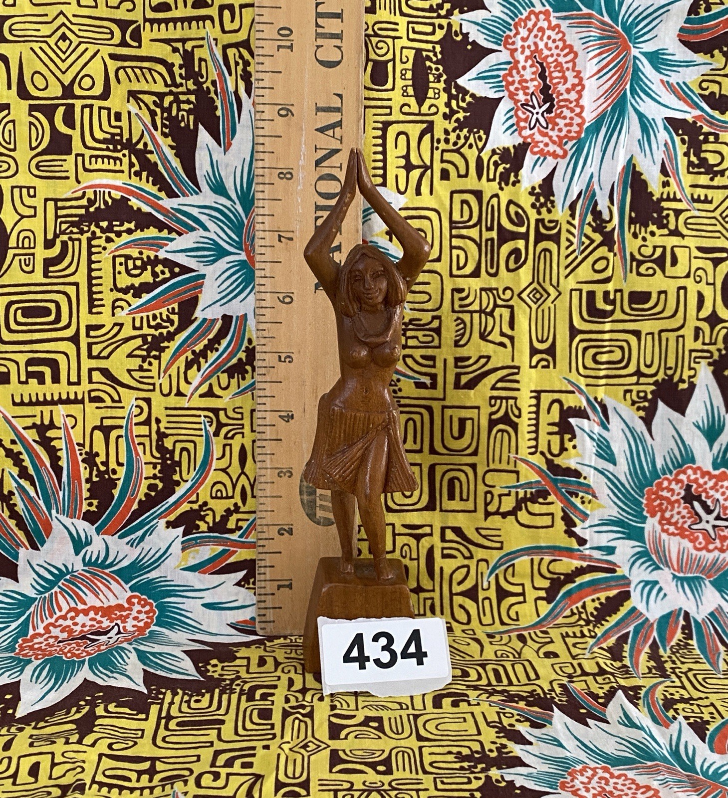 Vintage Wood Hawaiian Hula Girl Dancer Standing Figurine