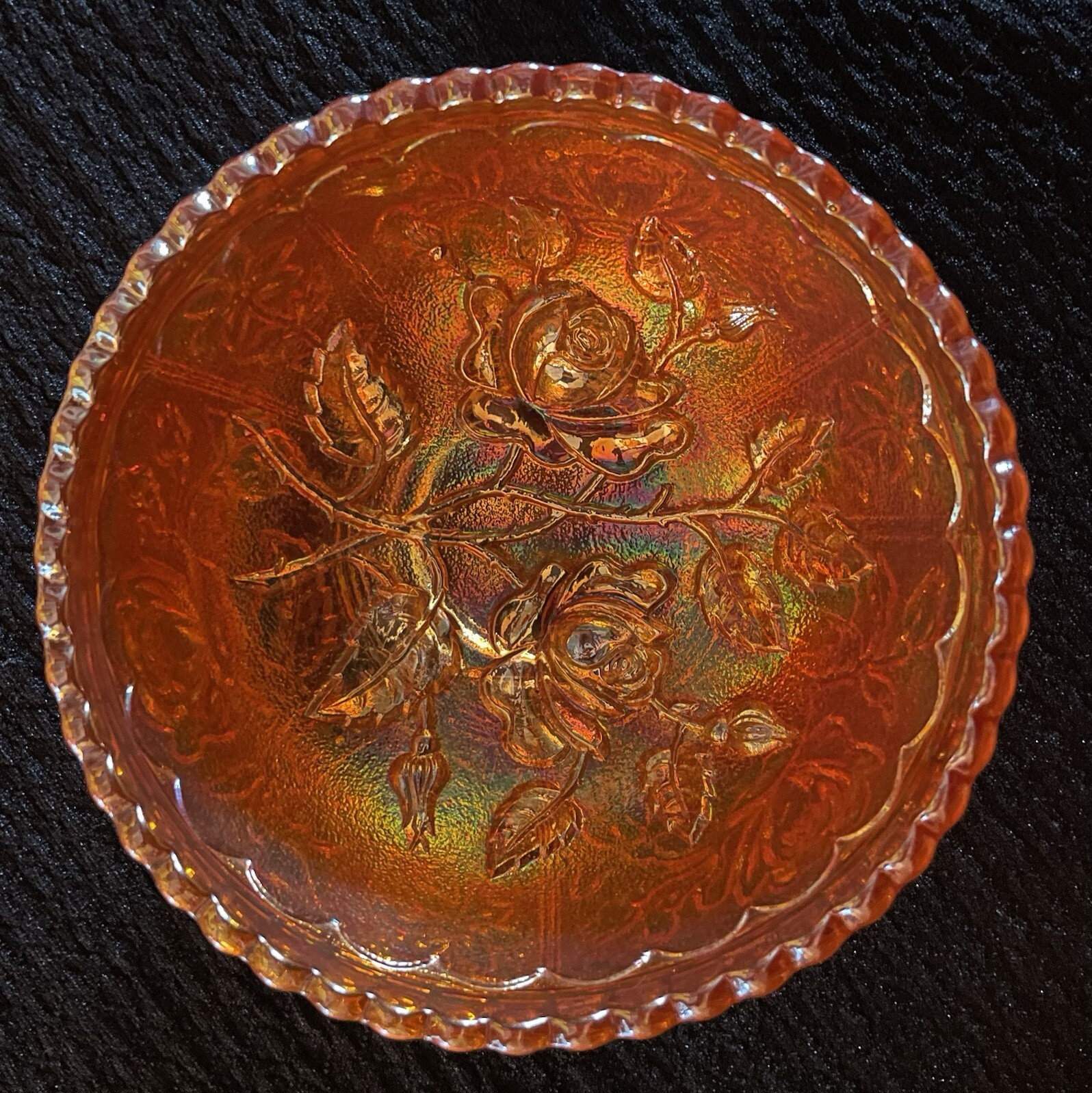 Marigold Glass Bowl 4.75” X 2” Open Rose Imperial Carnival Vintage Excellent
