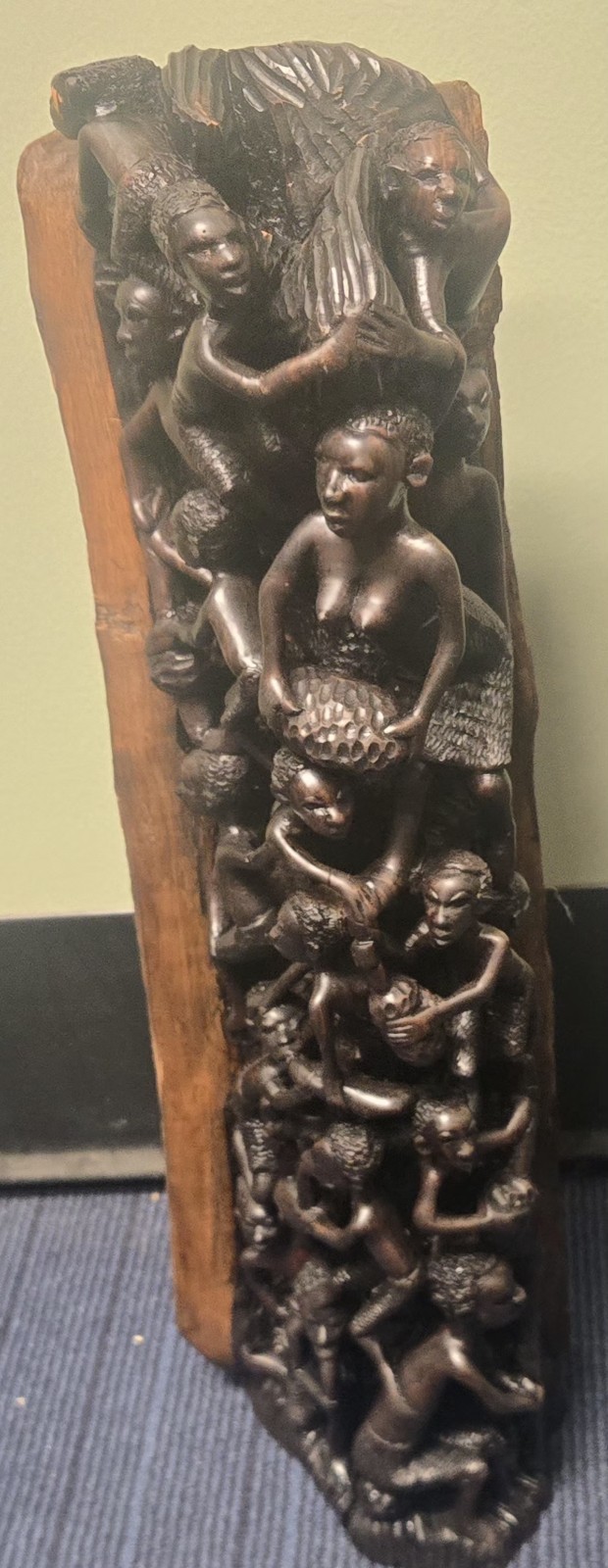 Unique African Makonde Ujamaa Tree Of Life, Fine Ebony Wood Art