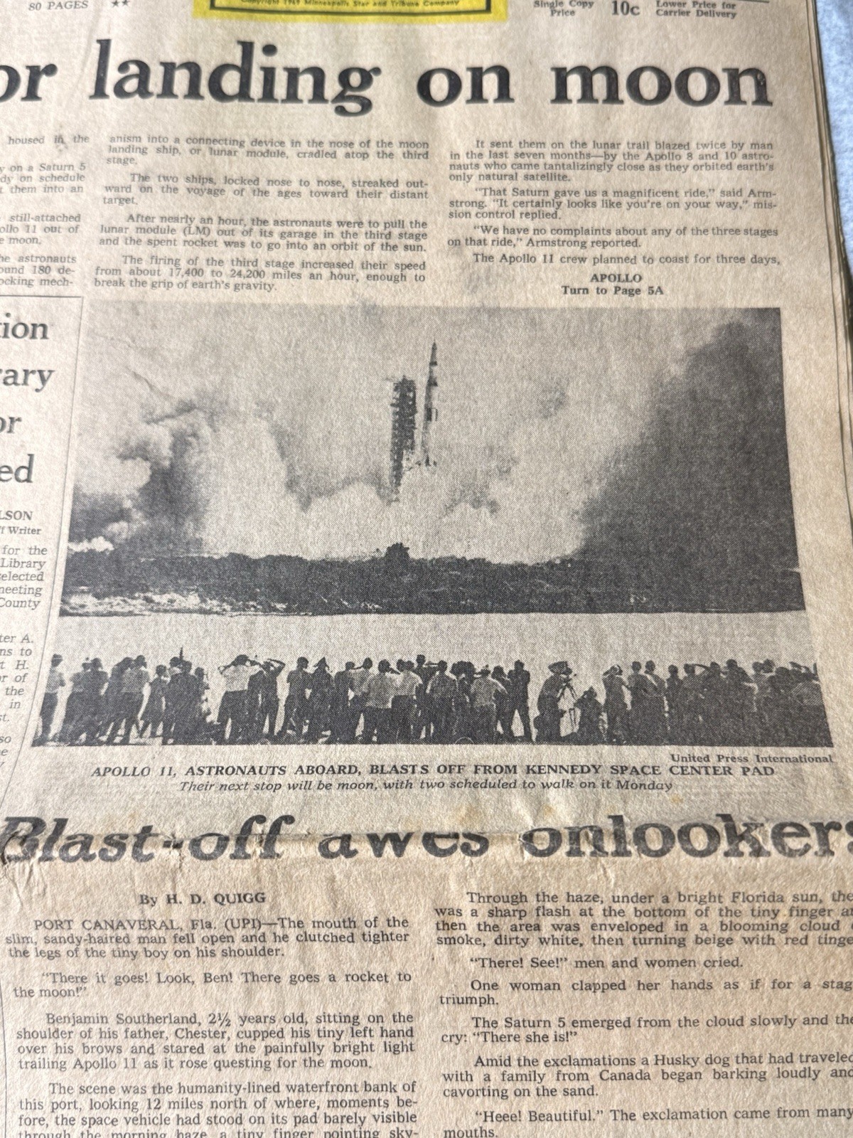 Apollo 11 Launch Newspaper July 16 1969 Minneapolis Star Full Issue Moon