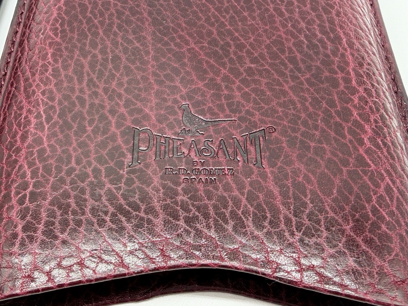 PHEASANT R. D. GOMEZ Spain Brown Pebbled Leather Cigar Case 4 Count