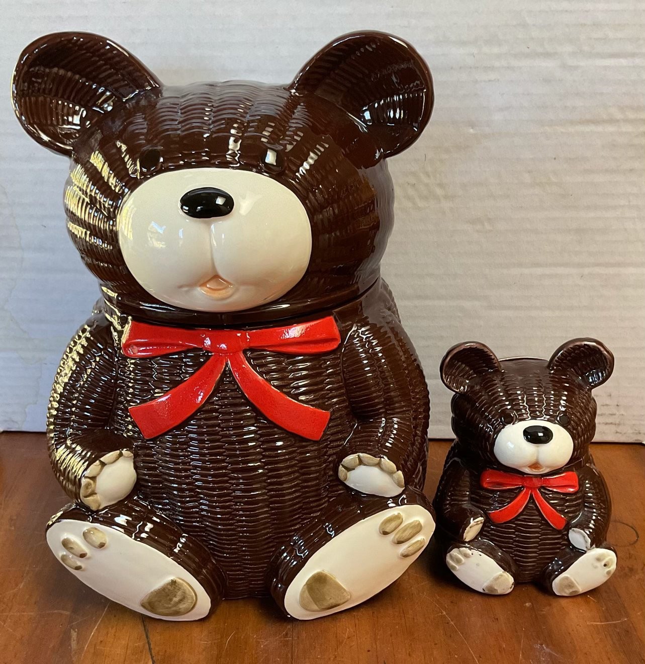 Vintage Otagiri OMC Brown Bear Cookie Jar & Coin Bank Set Japan 1970s Vintage Otagiri OMC Brown Bear Cookie Jar & Coin Bank Set Japan 1970s