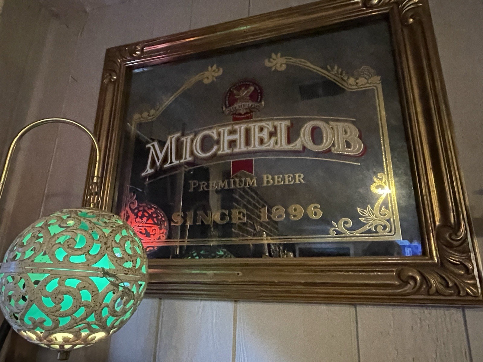 Vintage Michelob Premium Beer Gold Framed Bar Mirror Advertising Sign 34”x28”