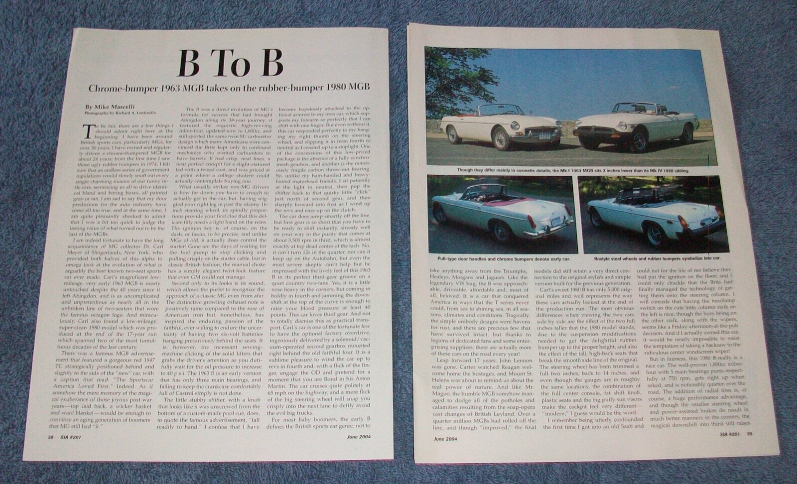 1963 MGB to 1980 MGB Comparison Article 