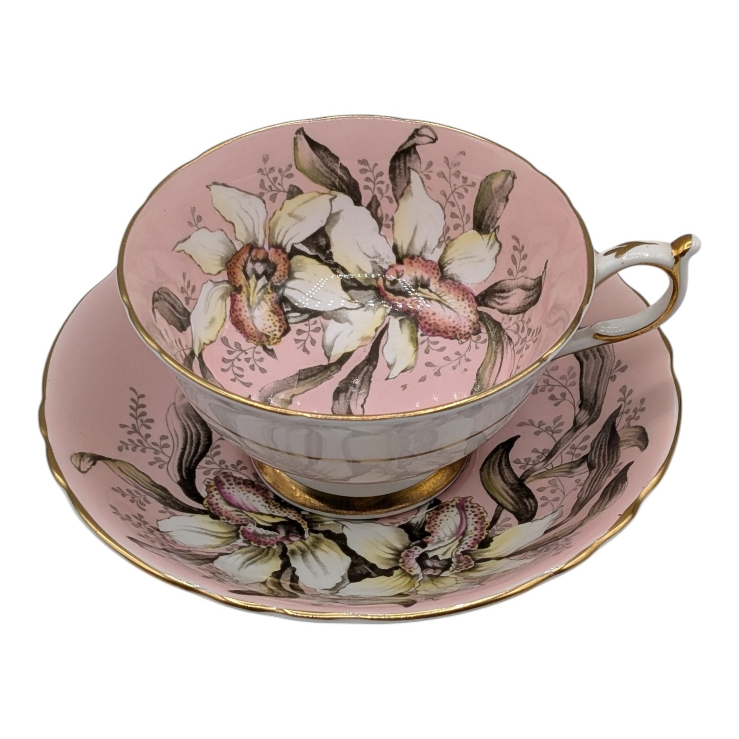 Paragon Double Warrant ORCHID Teacup & Saucer Pink England Excellent Condition
