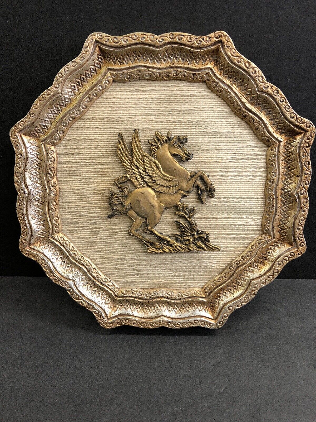 Vintage Mid Century Gilded Gold Horse  Pegasus Wall Plaque Vendome Wall Art Work