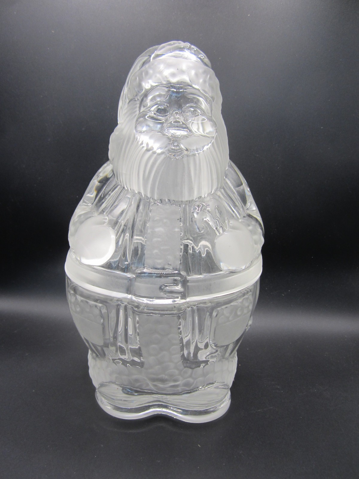 GORHAM Holiday Traditions Crystal Glass Santa Treat Jar 9 1/4\