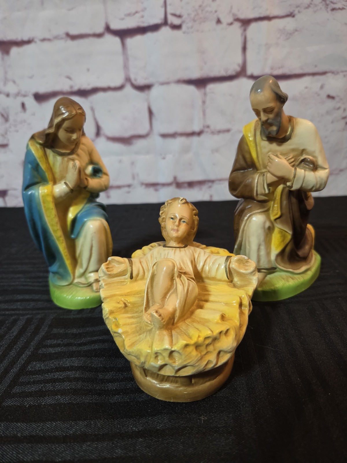 Set of 3 Holy Family Mary, Baby Jesus, and Joseph Chalkware Figures 6