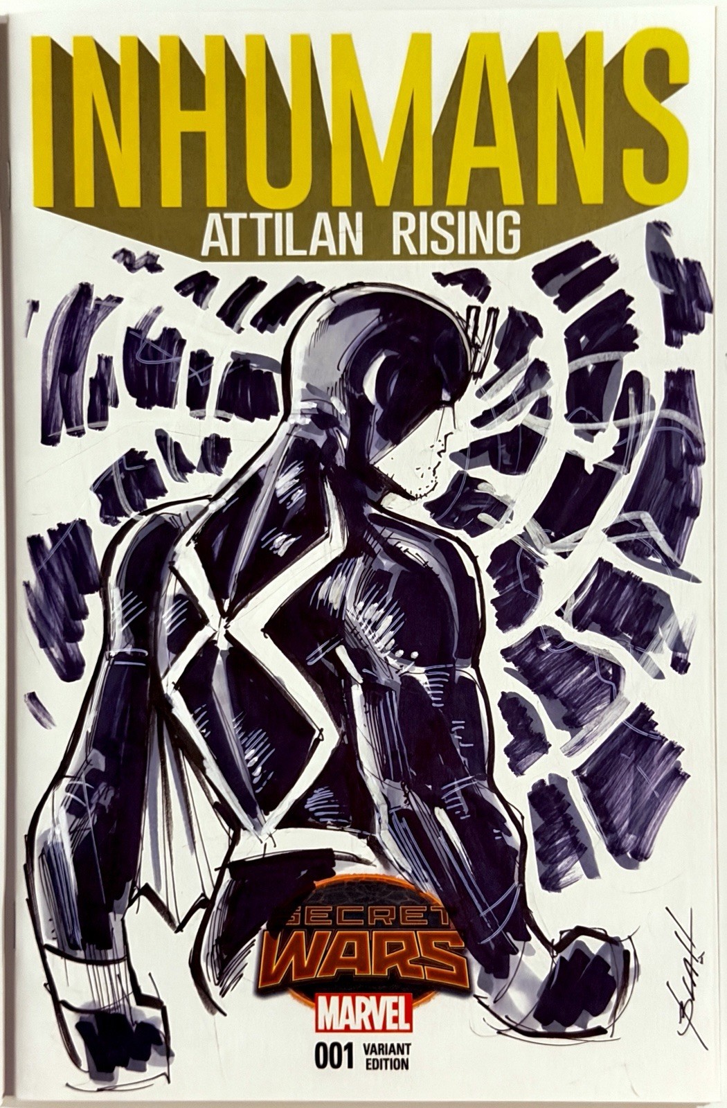 Inhumans Attilan Rising 1 - Blank Sketch Variant Cover Original Art by Lacy +COA