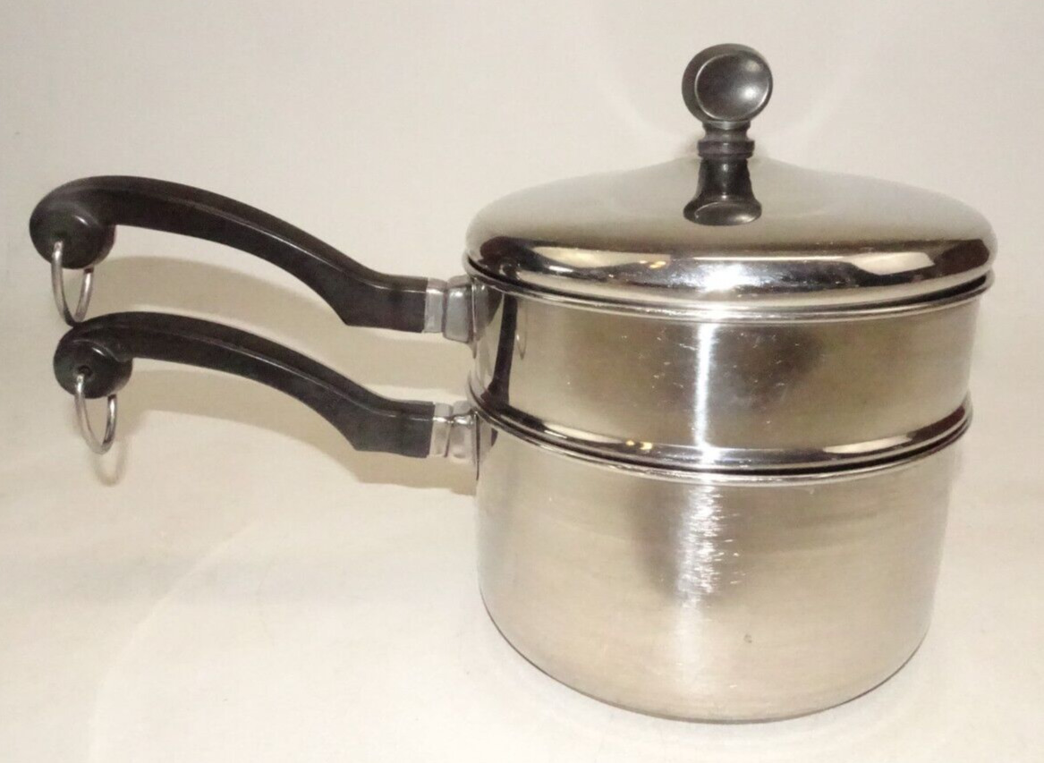 Farberware 2 Qt Double Boiler Pan Pot Stainless Steel Vintage U.S.A.