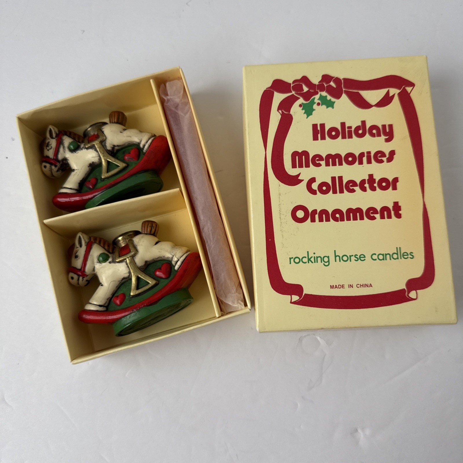 VTG NEW 2 Rocking Horse Candle Holders-Candles Holiday Memories 3/4\