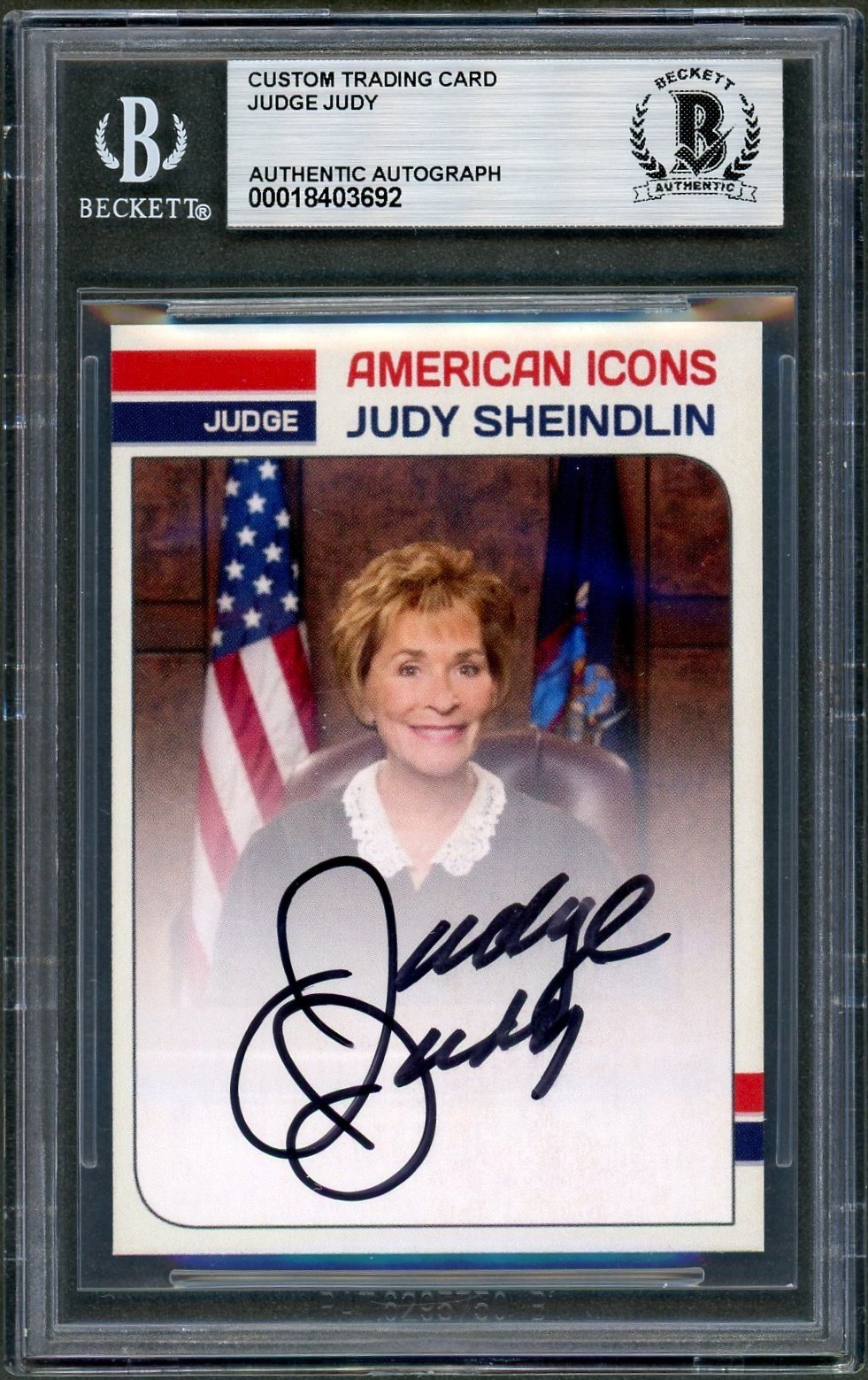 Judge Judy Sheindlin SIGNED American Icons Custom Card Auto Beckett BAS