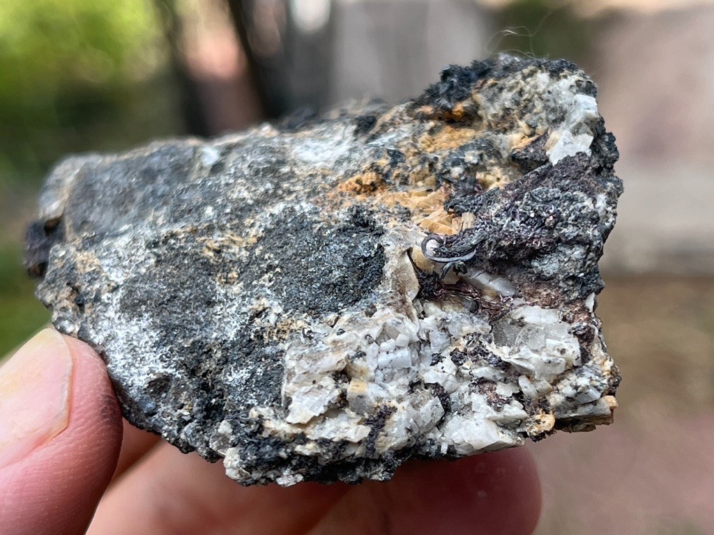 Native Silver Wires, Acanthite, etc. - San Martin Mine, Zacatecas, Mexico