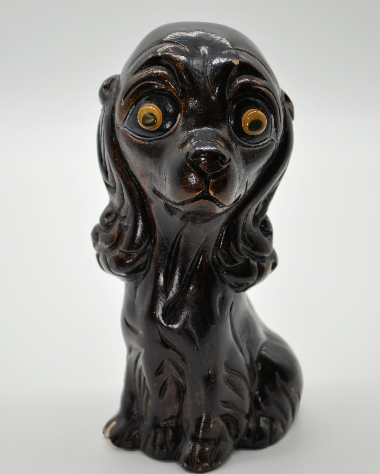 Ceramic Dog Bank Brown Plaster Made in Mexico 7” Tall C-1