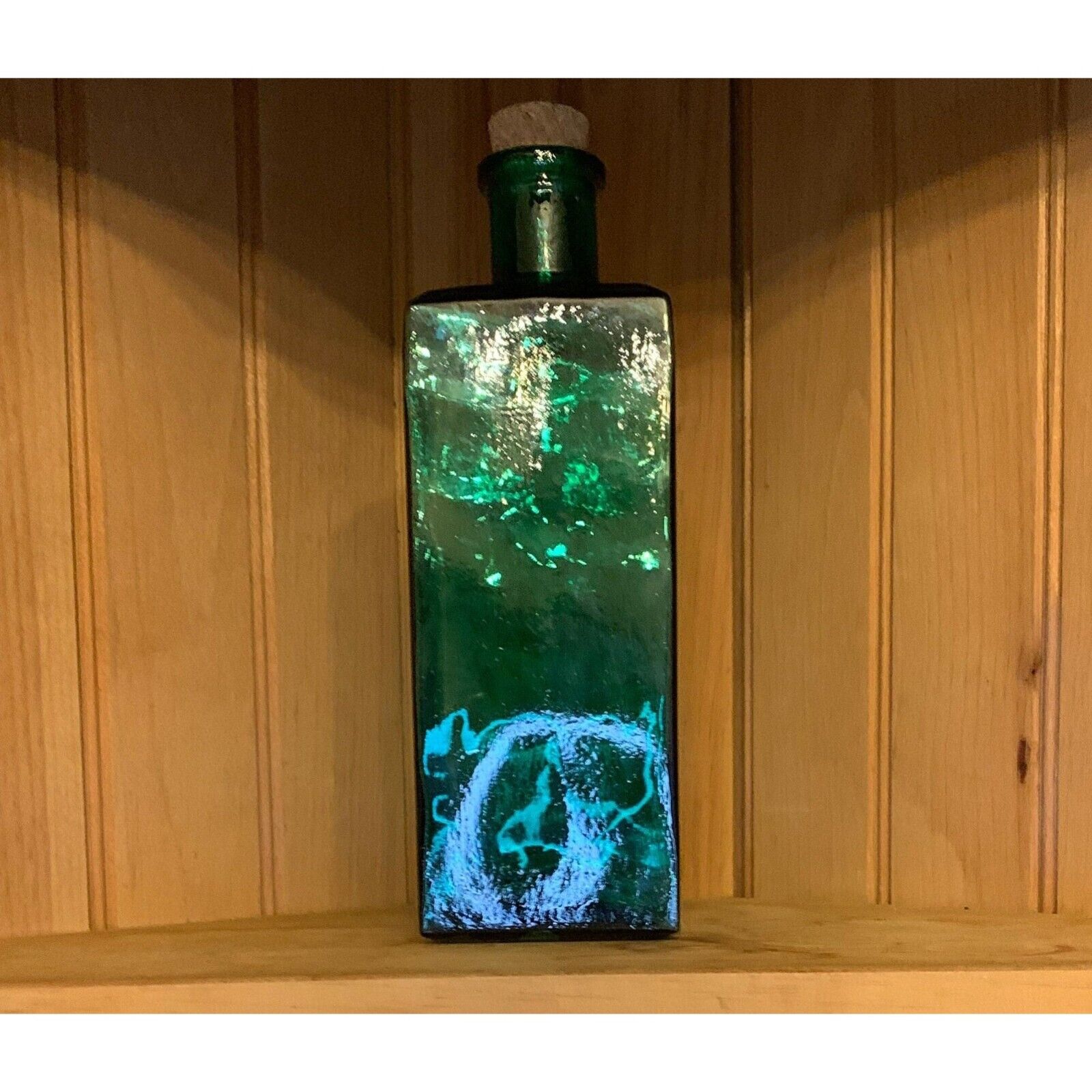 Vintage Recycled Glass Emerald Green Decanter Made in Spain