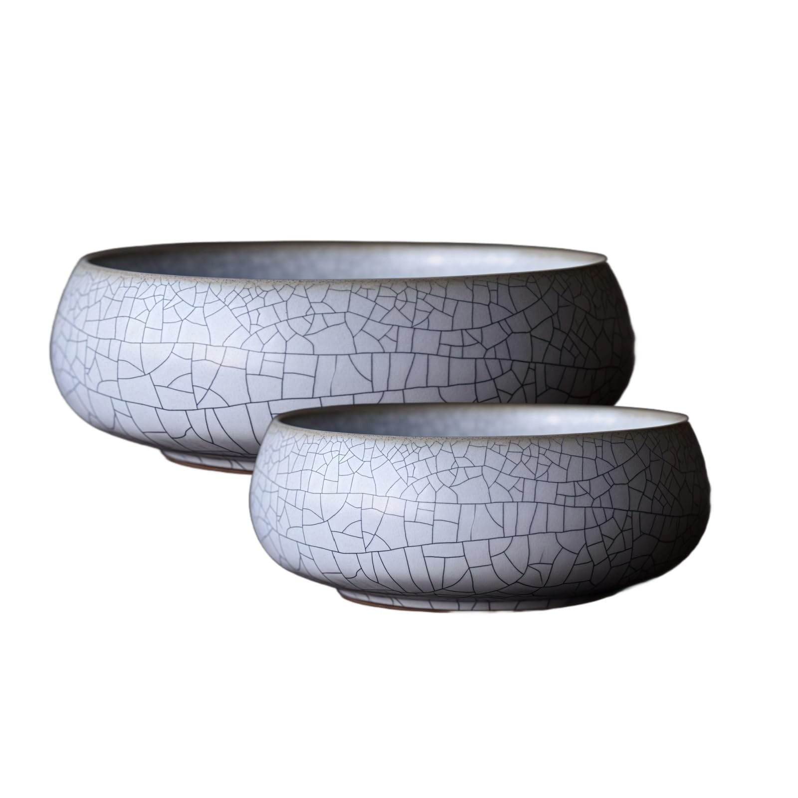 Lotus Bowl Planter 2 Pack, 7.5in & 6.5in, Shallow Vase Kiln Split