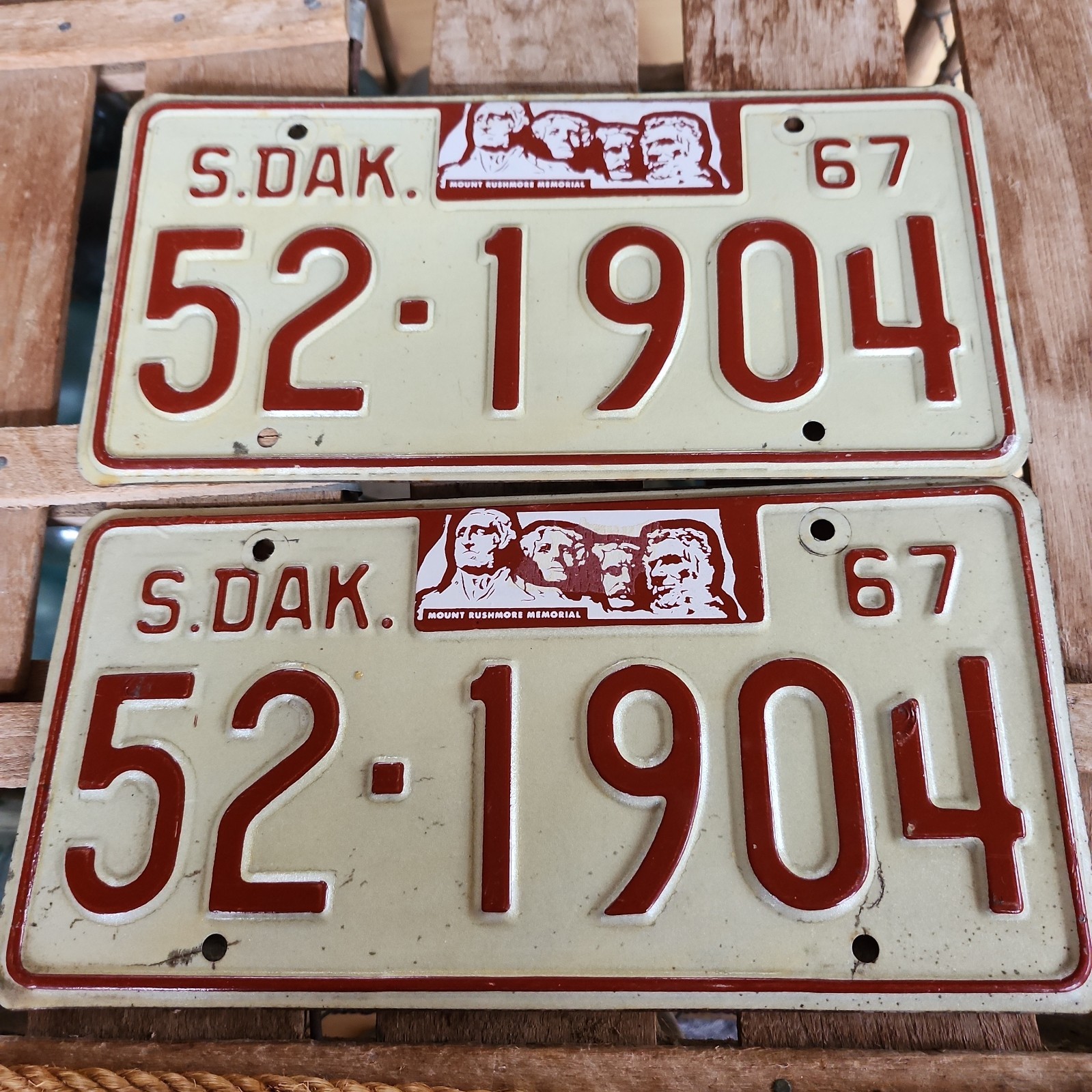 Pair Of 1967 South Dakota License Plates Moody County 52-1904