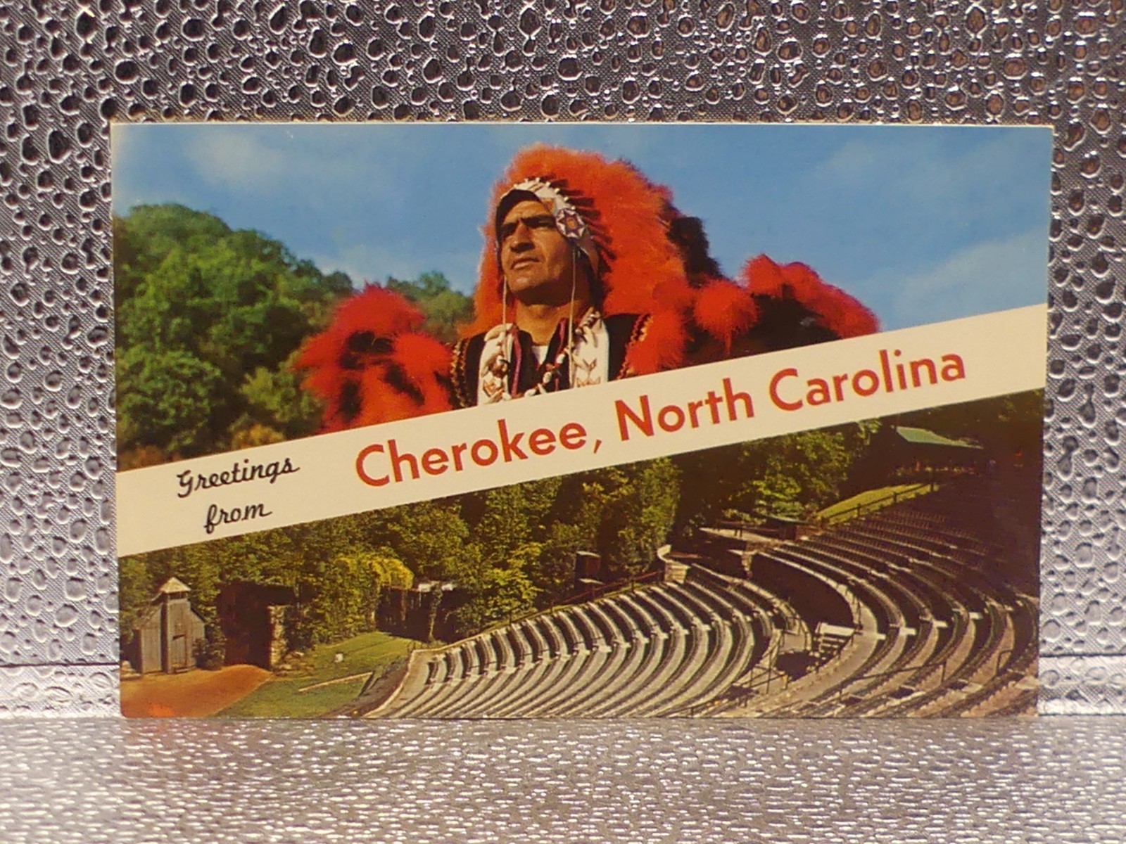 Greetings From Cherokee North Carolina Indian Reservation Topographical Postcard