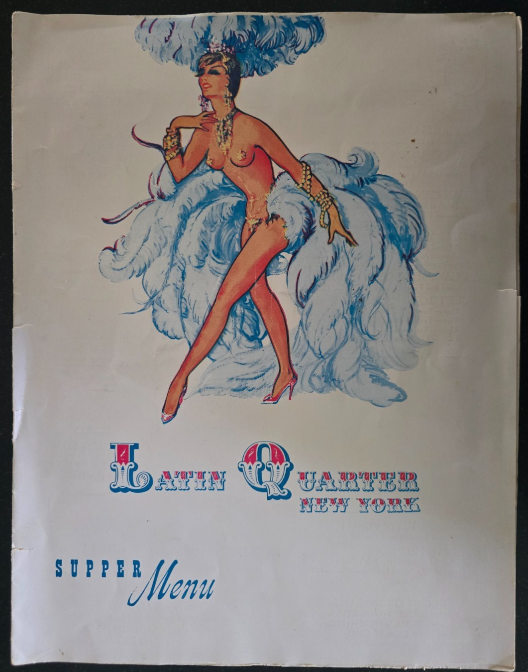 VTG Latin Quarter Restaurant Menu, New York City, Mid 1960's
