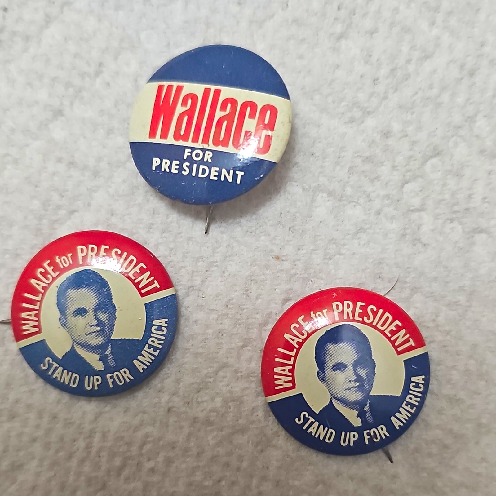 Wallace for President Campaign Pinback Buttons Lot of 3 Vintage Nos Deadstock Wallace for President Campaign Pinback Buttons Lot of 3 Vintage Nos Deadstock