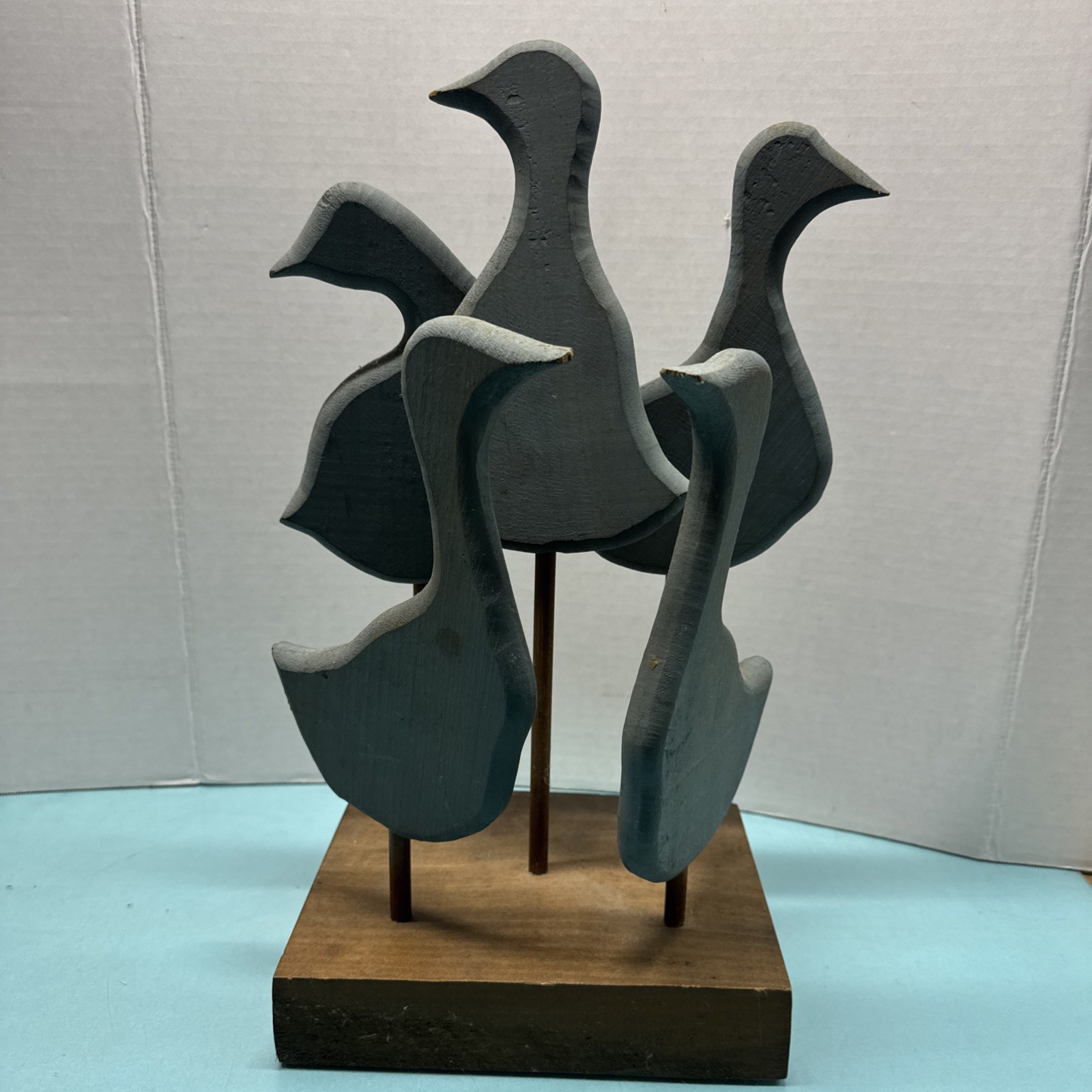 Vintage Wooden Birds Greece Hand Carved Primitive Cottage Cor Rustic Farm Decor
